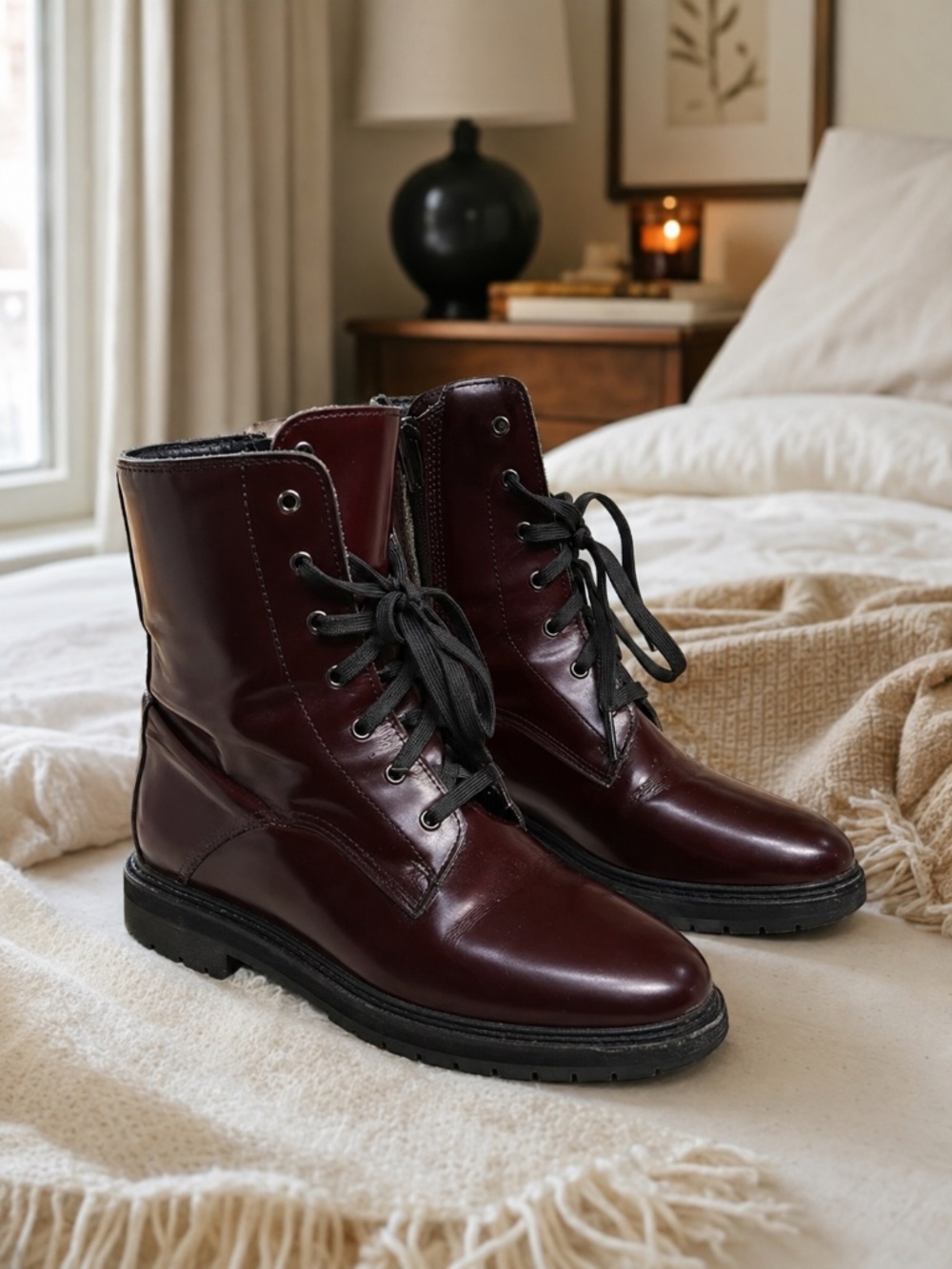 Thursday Boots Burgundy Combat Boots Size 10 Made in Portugal